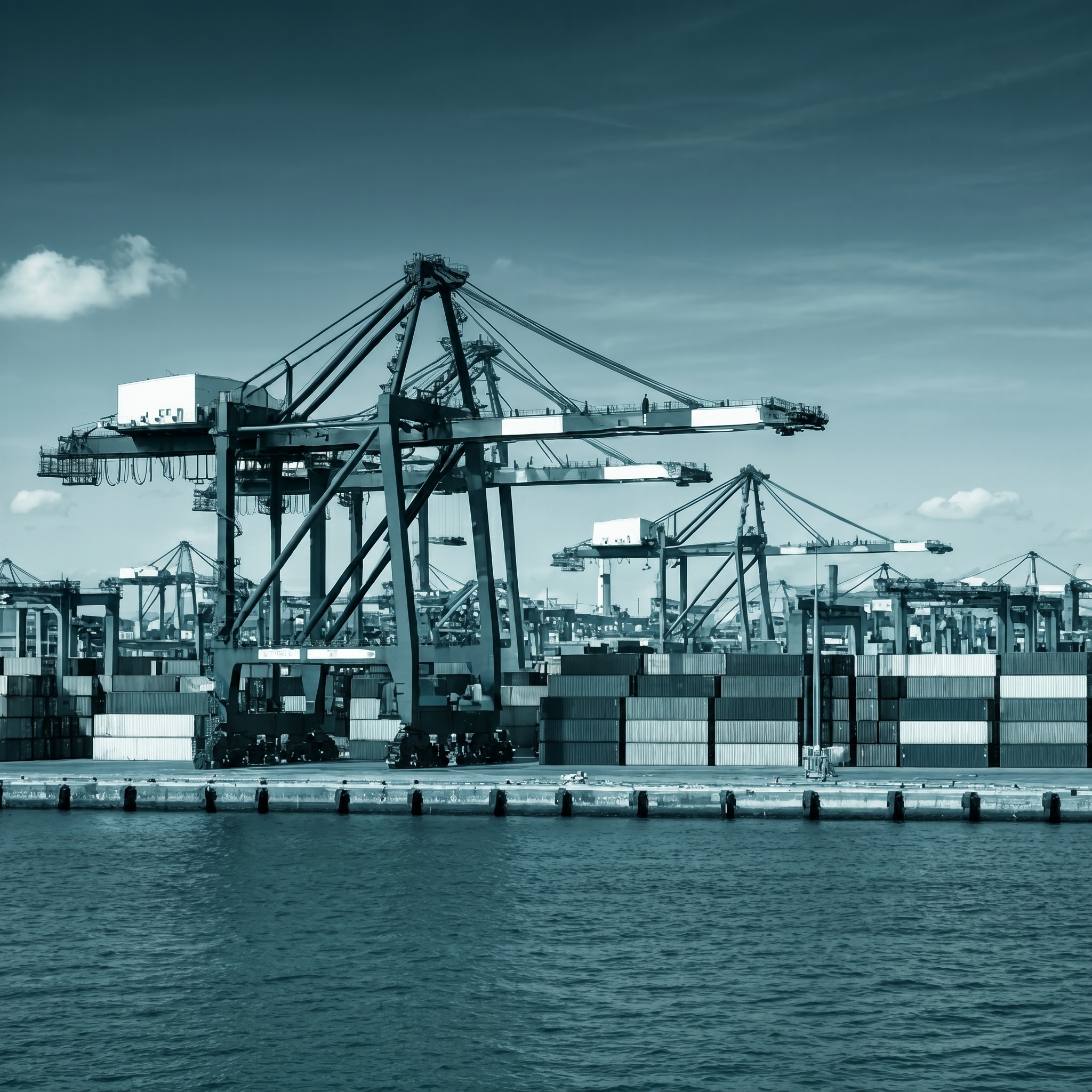 Container terminal used as a divider between service stages.